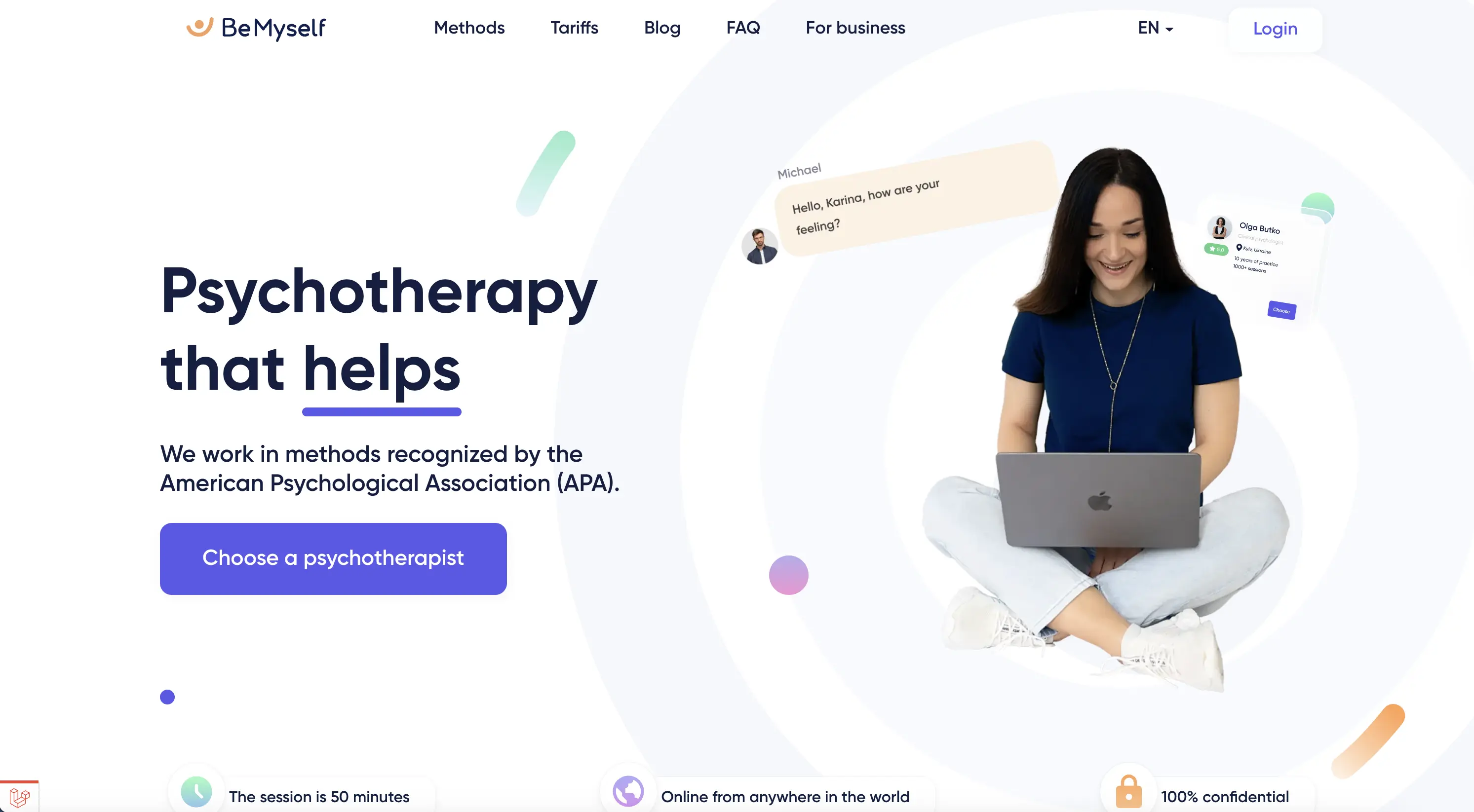 BeMyself - Psychotherapist Platform preview