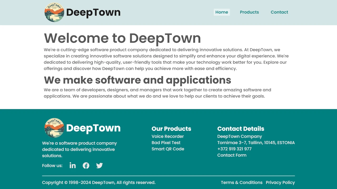 Website for DeepTown Company preview
